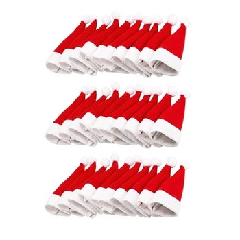 

30 Pcs Christmas Santa Hats Silverware Holders Xmas Tableware Fork Spoon Knife Storage Bag,Table Decoration Supplies