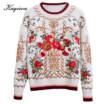 

Early spring 2020 big brand show with heavy industry rose embroidery loose-fitting sweater long-sleeve pullover sweater B-109