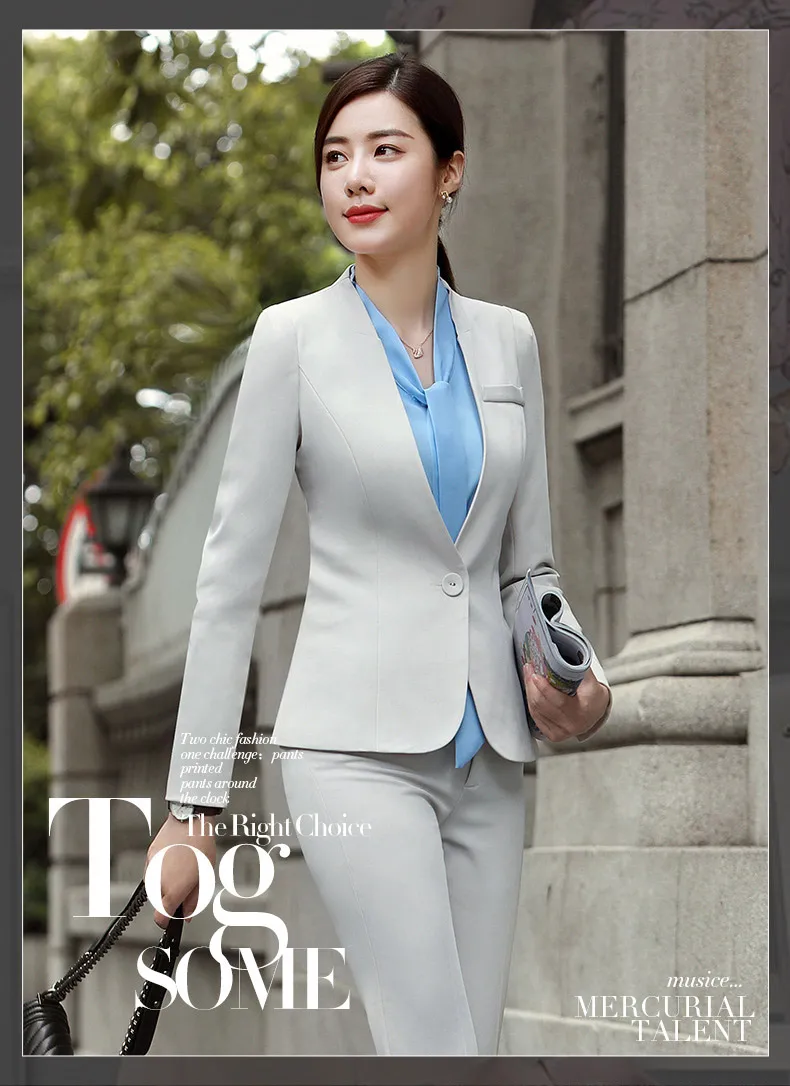 Elegant Women Pant Suits Formal Uniform Office Lady Business Work Jacket Suit Female 2 Piece Pants Blazer Set Plus Size 4XL 2019