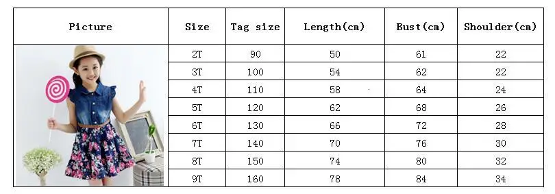 Нарядное платье для девочек Одежда для детей лето г. Новые джинсы с короткими рукавами Для Девочек Шифоновые Платья с цветочным рисунком платья для девочек От 2 до 9 лет