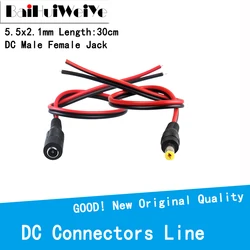 Conector de alimentação pigtail, cabo macho e fêmea de 12v/24v 3a 5.5x2.1mm, conector dc para faixa de led, driver de luz, câmera de segurança cctv