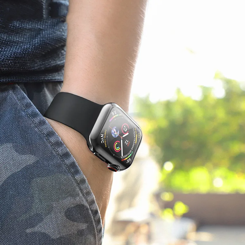 Прозрачный чехол из ТПУ для Apple watch, чехол серии 4/5, защита экрана 44 мм, 40 мм, чехол с полным покрытием для iWatch, защитный бампер