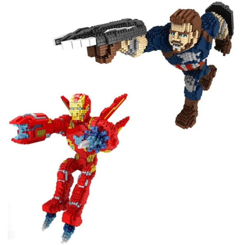 

Fight Model Captain America Blocks Fiying Ironman Model Figures Plastic Diamond Black Panther Blocks Super Hero Bricks Toys