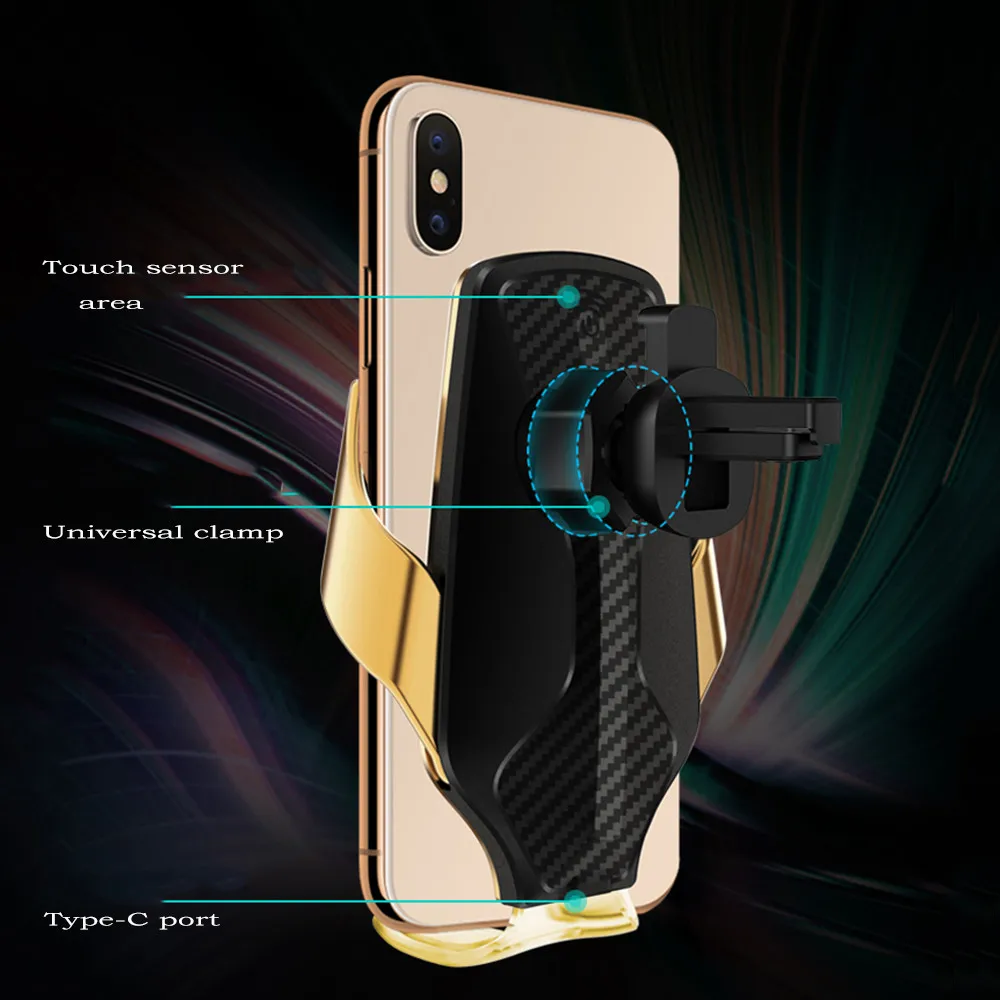 R9 smart sensor автомобильный беспроводной зарядный держатель для телефона простое Быстрое беспроводное зарядное устройство для huawei для iPhone X/8/XS/11 Pro Max