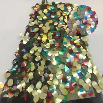 

In 2019, high quality large sequined lace fabric of lacy fabric with colorful Latin clothing net YYZ59863