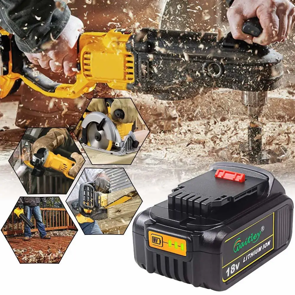 Waitley DCB184 18 в 5.0Ah сменная батарея совместима с Dewalt 20 в 5000 мАч/5Ah Max XR Инструменты 18 в DCB200 DCS355N-XJ, DCS551N