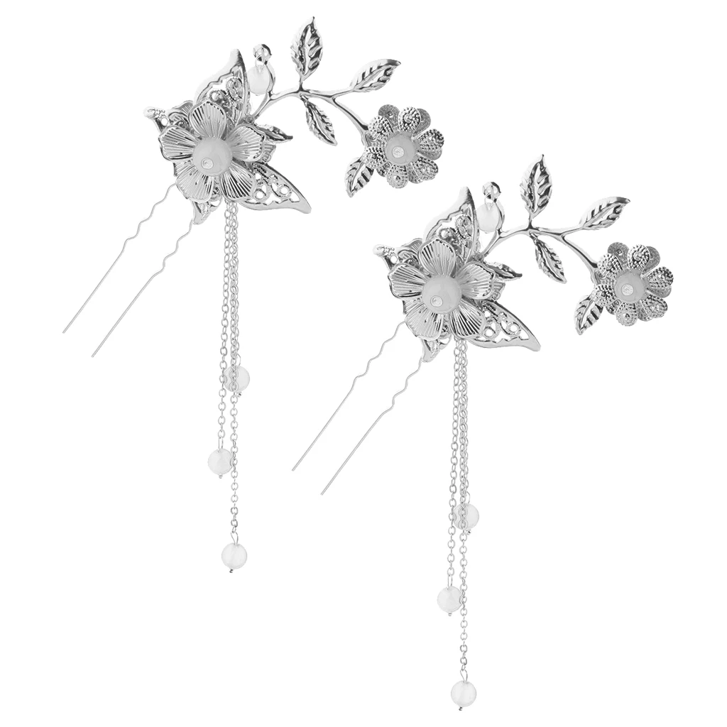 Pack of 2 Vintage Chinese Style Play Fancy Hair Lady Hair Clip U Pin Hanfu Dress