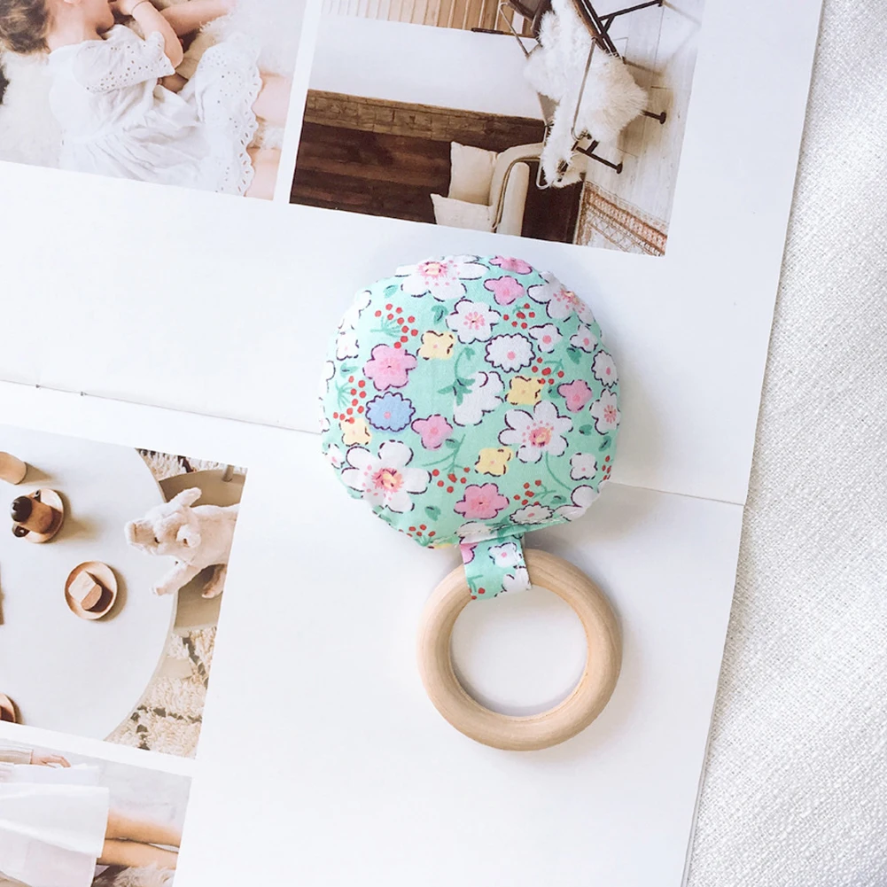 Striped Dot Wooden Ring Baby Round Teether Teething Toy Safe Chew Shower Gift New