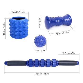

Muscle Roller Stick Foam Roller Massage Ball Foot Massage Roller for Body Leg Arms Exercises Massage 4pcs Massage Bundle Kit