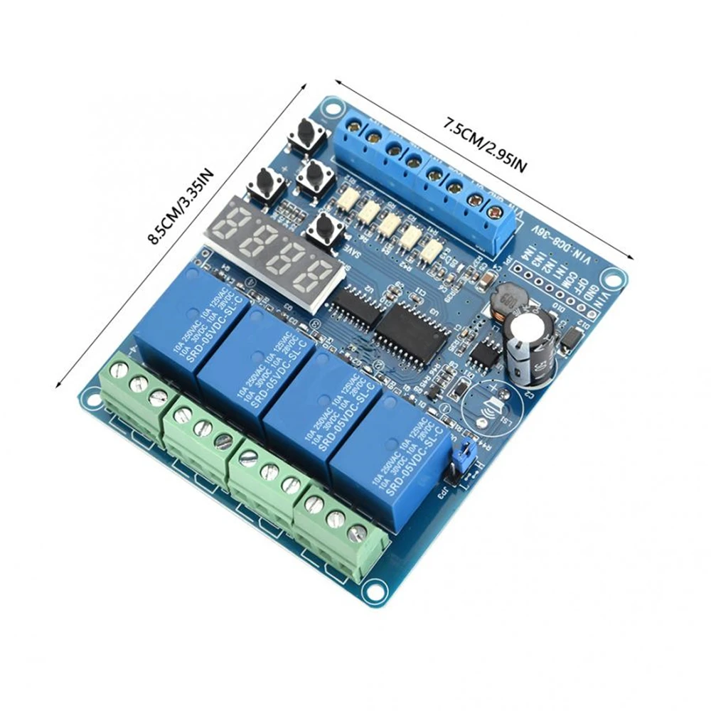 Module de relais multifonction à 4 canaux, retardement de cycle