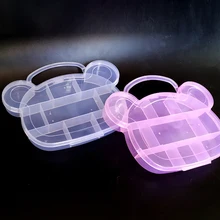 

Kawaii Nail Art Organizer Storage Case Cute Pink/ Clear Bear Head Creative Jewelry Hair Accessories Beads Sundries Plastic Box