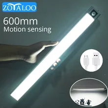 Zoyaloo 600mm LED Under Cabinet Lightening Closet Light USB Rechargeable Stick-on Motion Sensor  Magnetic Strip Wardrobe Light