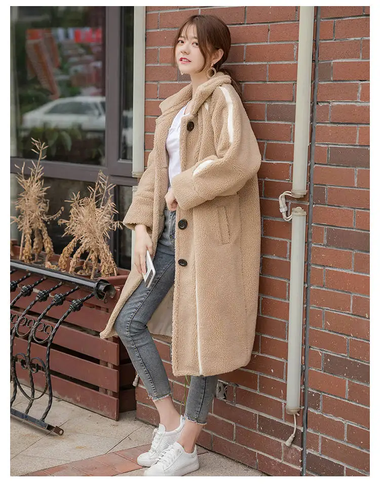 women's new autumn and winter long section thick solid color long-sleeved warm outside suit fashion wild loose