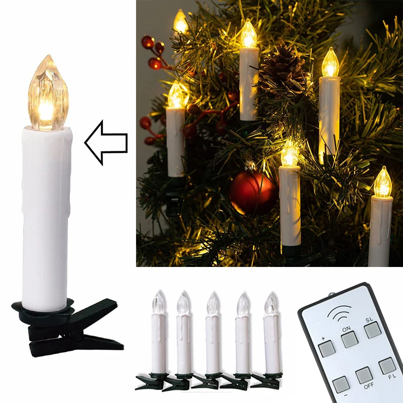 Velas navideñas con Temporizador IP64 Boda YUIOLIL 10 Velas LED Pascua Fiesta Luces de Vela Regulables Impermeables sin Pilas decoración para árbol de Navidad
