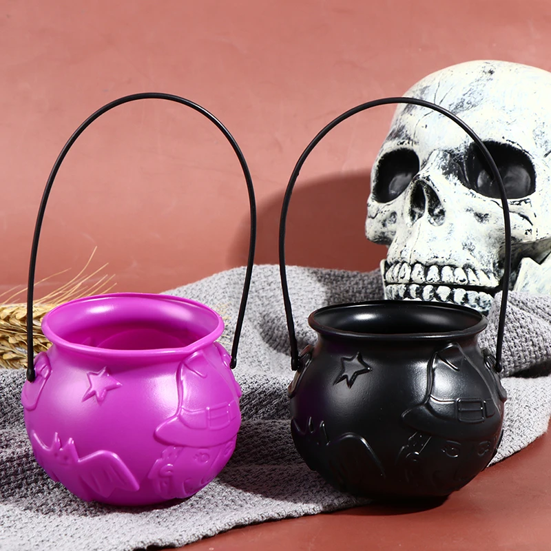 Halloween Candy Buckets Pumpkin Witch Candy Holder Pot Kids Trick Party Cauldron Party