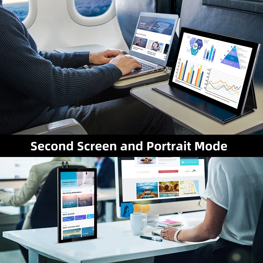 UPERFECT 12.3 ġ ġ ũ ÷, Ǯ HD 1920  1280 ޴ , MiniHD  USB C Ÿ ÷  ÷ IPS  ũ