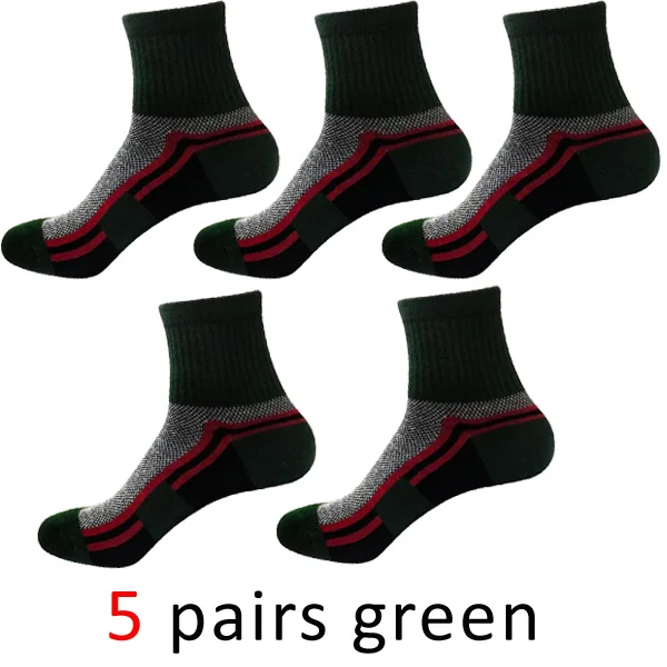 green 5 пар/лот, хлопковые мужские носки, Компрессионные носки, спортивные, толстые, зимние, стандартные, meias, хорошее качество, дышащие, прозрачные, рабочие носки - Цвет: green