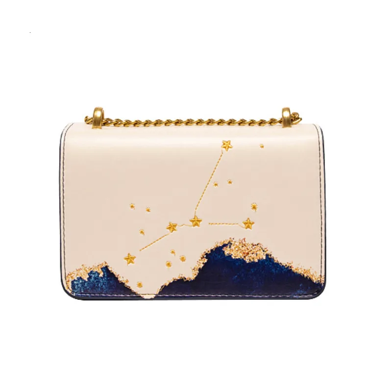 

New Small Bag Female 2020 New Style 18cm Wide Shoulder Strap Flap Bag Twelve Constellations Shoulder Oblique Satchel Bag
