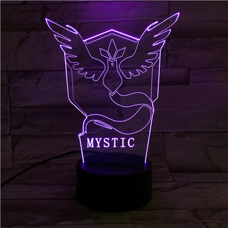 team mystic От производителя детскими платьями с рисунками покемонов до пикучу, рисунок светодиодный ночной Светильник для Украшения для детской Батарея ночной Светильник праздник Спальня настольная лампа Пикачу - Испускаемый цвет: team mystic