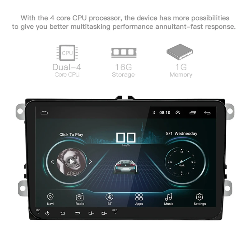 9 дюймов Android 8,0 двойной 2Din автомобильный Радио Gps авто радио 2 Din Usb для Volk swgen/Passat/Golf/Skoda/Seat Wifi Bluetooth 2 Din