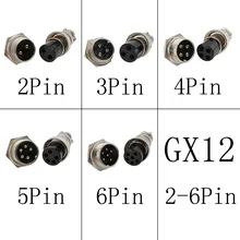 GX12 2Pin 3Pin 4Pin 5Pin 6 Pin Socket Connectors Microphone Plug GX12 Male Plug + Female Socket Radios Mic Adapter