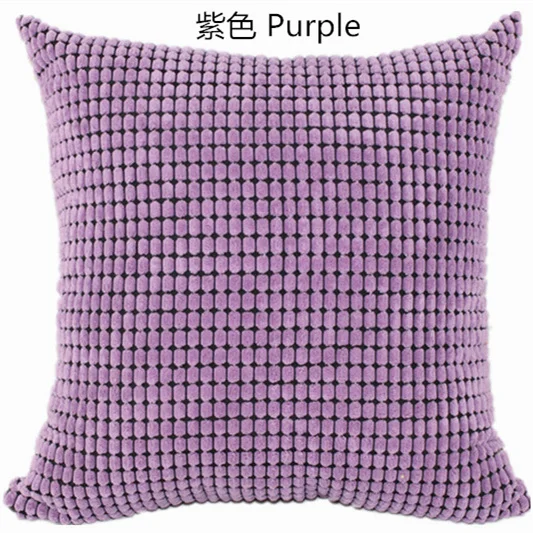 Big plaid Purple Полосатая подушка в клетку для стула, мягкая подушка, полиэфирная Вельветовая плюшевая однотонная подушка, чехол для дивана, домашний декор, 40x40 45 50 60 70, на заказ - Цвет: Big plaid Purple