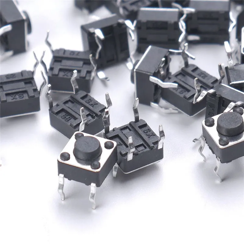 

50pcs/lot Micro Switch Direct Plug-in Self-reset DIP Top Copper Free 4PIN G89 Tactile Tact Push Button 6x6x4.3MM Free Shipping