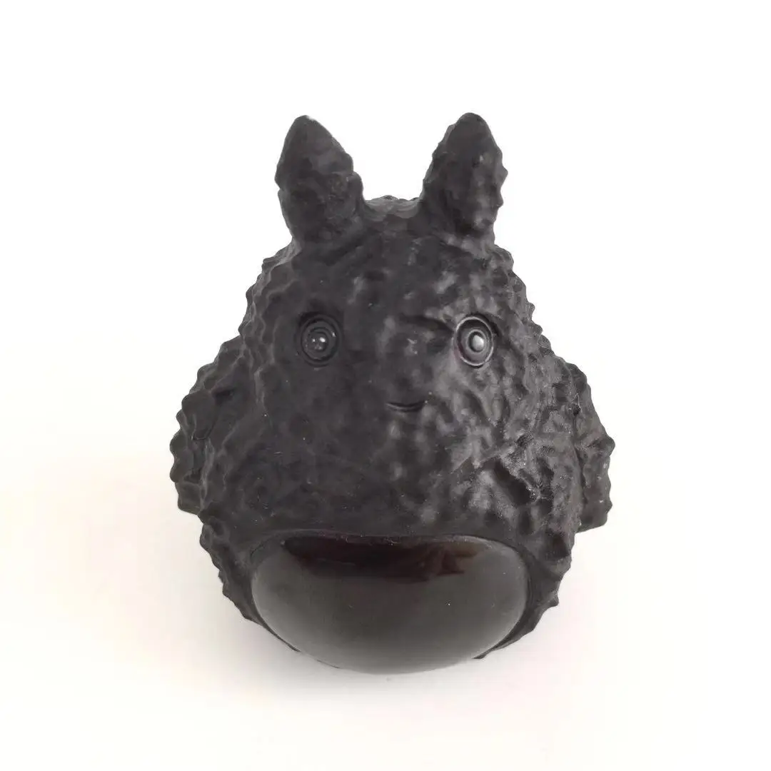 High Quality& Beautiful Natural Black Obsidian Hand Carved Crystal Totoro For Present Or Collection ZY