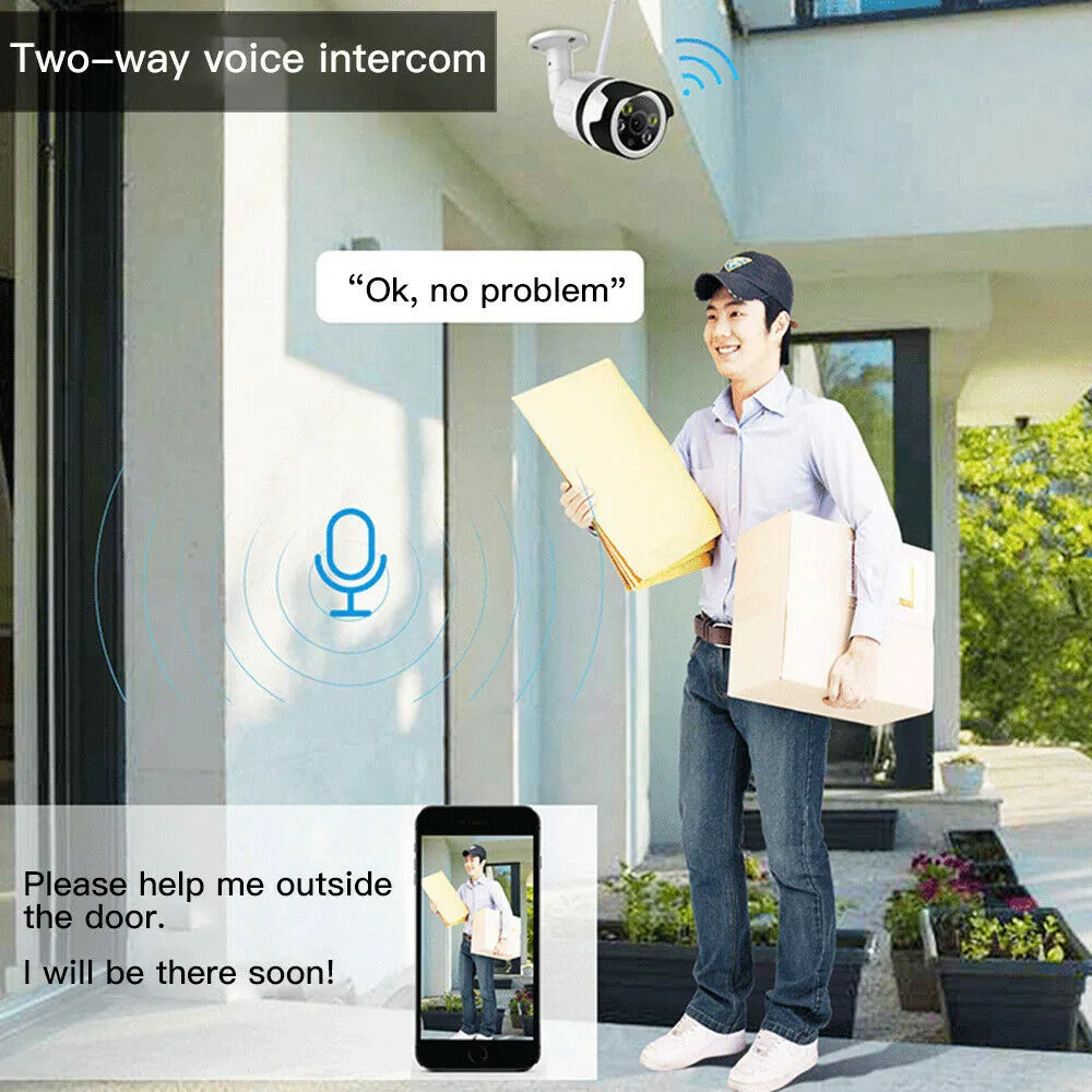 Беспроводная ip-камера Wifi 1080P CCTV US Plug наружная крытая камера Поддержка Micro SD карты 64G