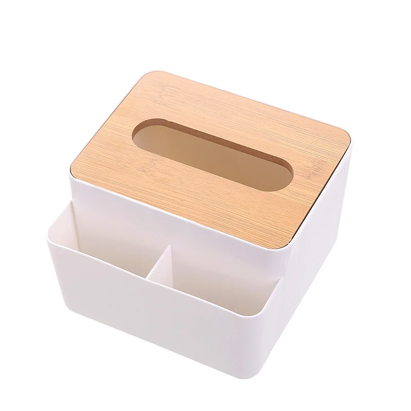 Creative Desktop Plastic Tissue Box Living Room Coffee Table Remote Control Multifunctional Tissue Storage Box Wooden Toilet Dra