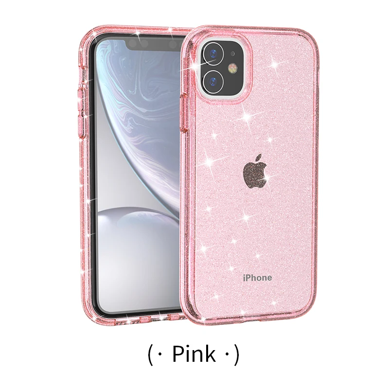 Pink Luphie Прозрачный блестящий чехол для iPhone 11 Pro Max XS Max XR роскошный блестящий чехол s силиконовый чехол для iPhone 7 8 Plus X XR XS чехол Coque - Цвет: Pink