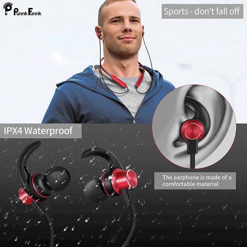 PunnkFunnk Bluetooth наушники магнитные шеи бас стерео беспроводные наушники Bluetooth 5,0 гарнитуры auriculares fone de ouvido