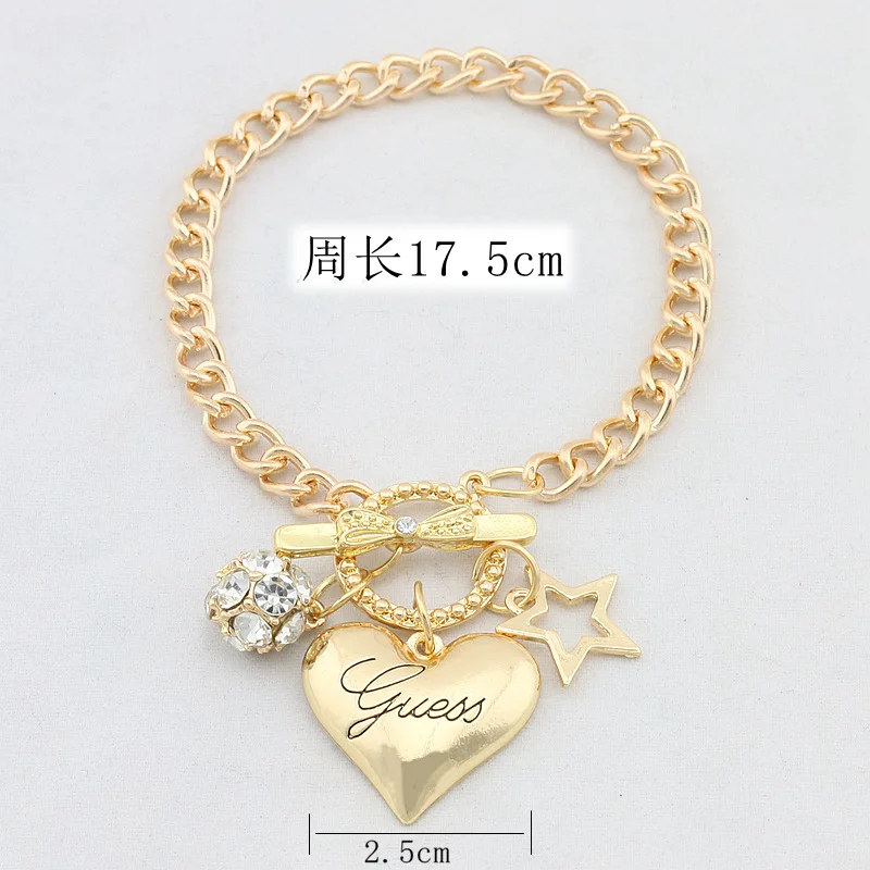 Jewelry Hot Sale Love Heart Charms Bracelets For Women Gold Silver Color Bileklik Bracelet&Bangle Jewelry New