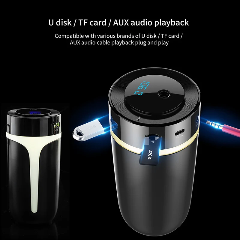 Эффективный bluetooth 5,0 Автомобильный увлажнитель воздуха USB Автомобильное зарядное устройство домашний мини очиститель воздуха синхронизации MP3 ароматерапия эфирное масло диффузор