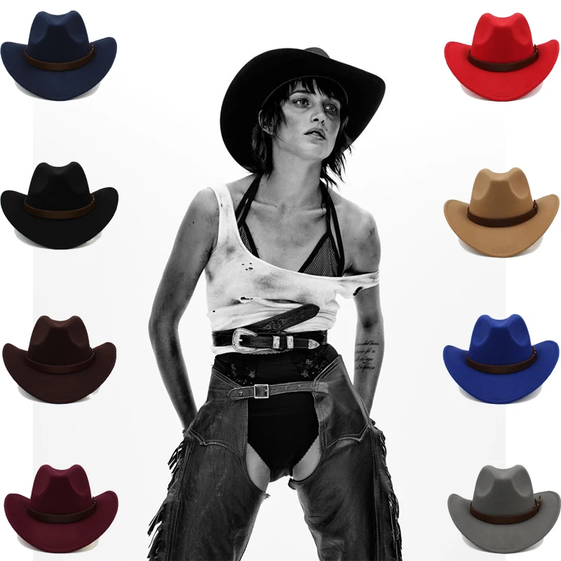 

3 Sizes Parent-child Men Women Kids Western Cowboy Hats Wide Brim Panama Sunhats Fedora Caps Trilby Jazz Sombrero Travel Party