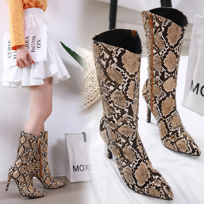 

Pointy Boot Zipper Women's Rubber Boots Leopard Shoes Luxury Designer Bootee Woman 2019 Booties Ladies Pointe Rain Fashion High