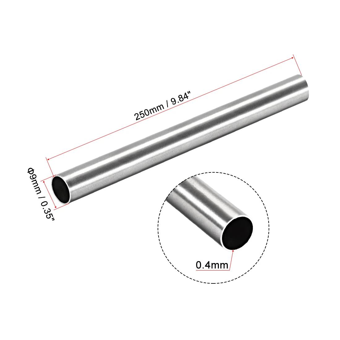 uxcell 304 Stainless Steel Round Tubing 3mm OD 1mm Wall Thickness 250mm Length Seamless Straight Pipe Tube 2 Pcs 