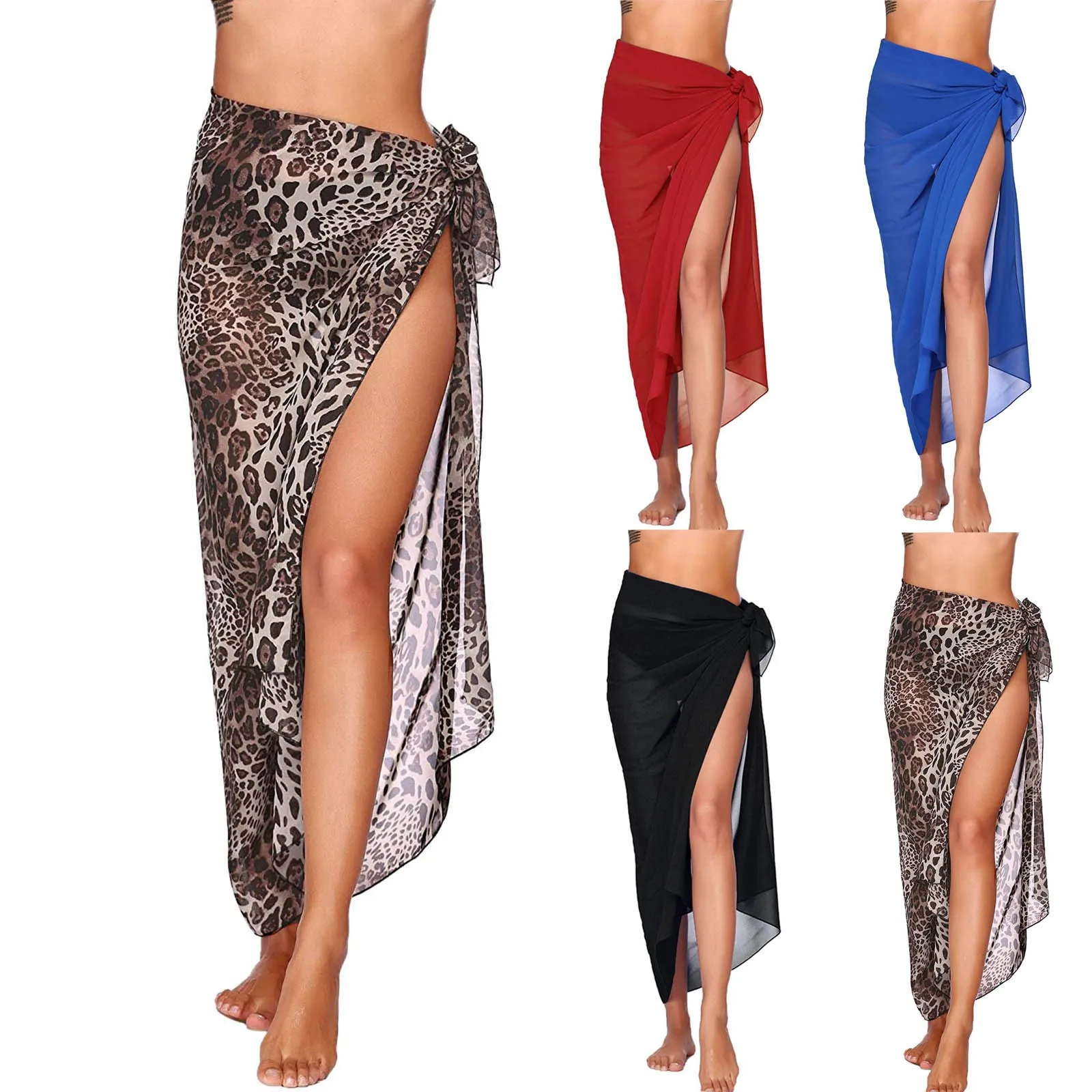 Women Chiffon Swimwear Pareo Scarf Beach Cover Up Wrap Kaftan Sarong Swim Wear Sexy Bikini Cover Up Mini Wrap Skirt New