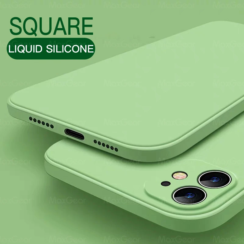

New Luxury Original Square Liquid Silicone Soft Case For iPhone 11 Pro X XR XS Max 7 8 6 6s Plus SE 2 2020 12 Color Phone Cover