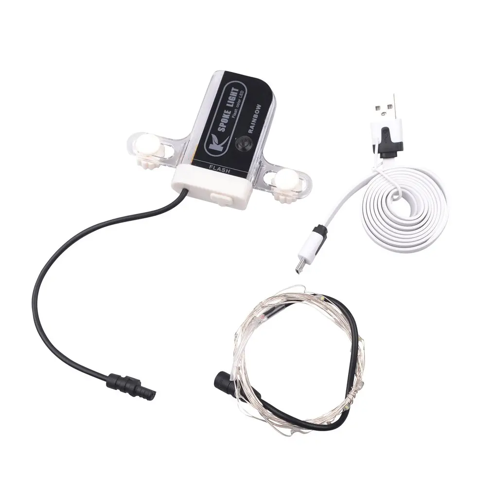 2m String Light Rechargeable Water-resistant 20LED Warning Light Bicycle Bike Cycling Rim Light Wheel Spoke Light