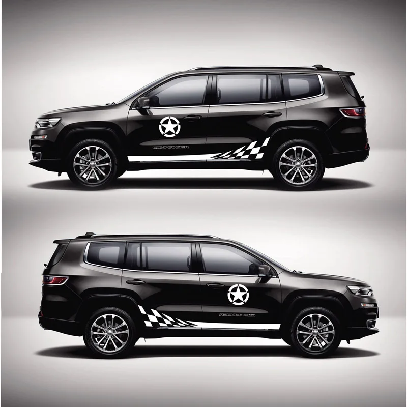 B Black car Наружная Боковая дверь наклейка для JEEP Commander Renegade Компас Патриот Cherokee Grand Cherokee боковые наклейки - Название цвета: B Black car