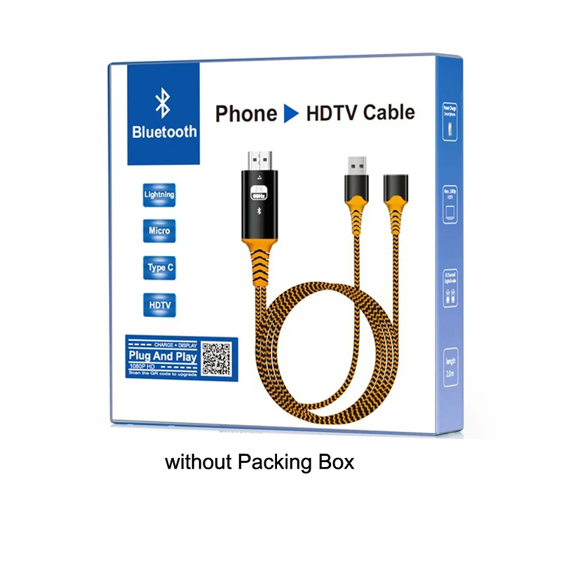 Orange Универсальный 2K Bluetooth USB Женский HDMI аудио-видео кабель адаптер для iPhone 5 6 7 8X11 iOS Android телефон к ТВ HD ТВ проектор - Цвет: Orange