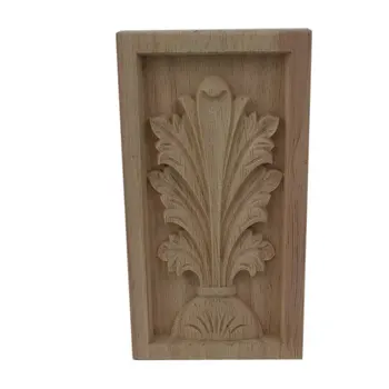 

Wood Flower Ornament Carved Onlay Appliques Frame Decal Furniture Decoration Wooden Crafts Miniature Garden