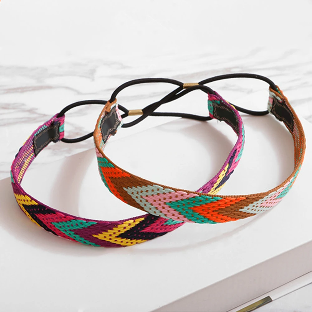 Этнический Винтажный стиль Boho женские эластичные плетеные повязки на голову девушки головной убор, резинка для волос аксессуар