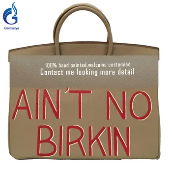 

2020 NEW ART BAGS PAINTED AIN'T NO B*RKIN ART Hand painted letter 2020 crossbody bags for ladies messenger bag luxury handbags