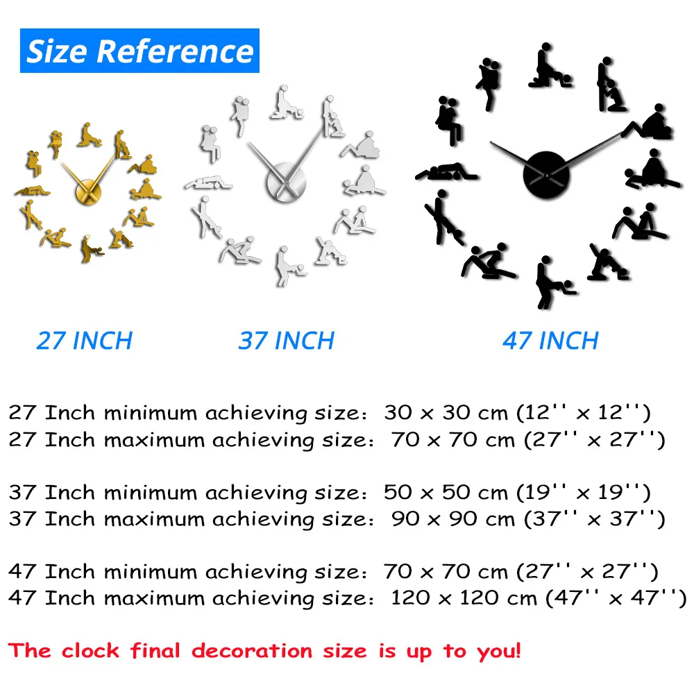 Девичник озорная игра Настенный декор DIY гигантские большие настенные часы KamaSutra догадаться секс позиции жесткий женский мужчина женщина
