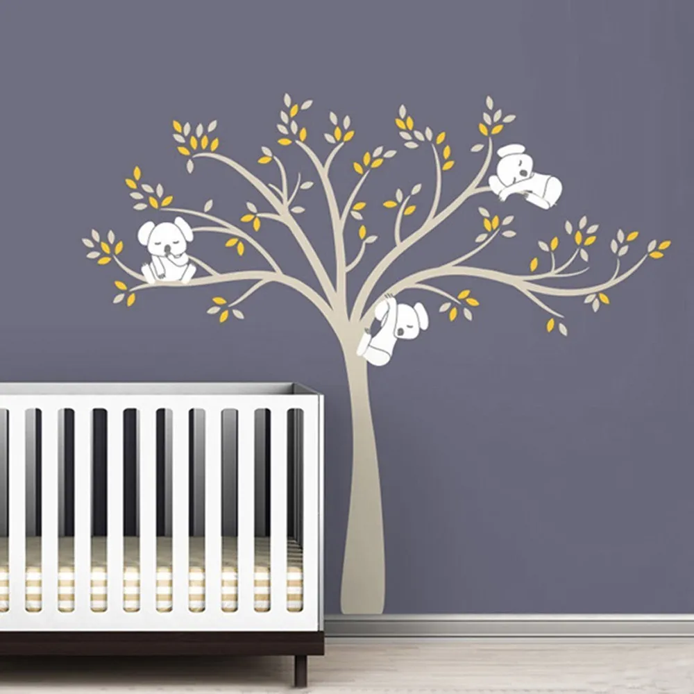 Koala Family on White Tree Branch Vinyls Wall Stickers Nursery Decor
