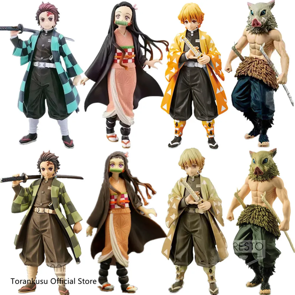 Kimetsu no Yaiba Demon Slayer Zenitsu Nezuko Tanjirou Inosuke ПВХ фигурка аниме Demon Slayer игрушка Brinquedos Фигурки