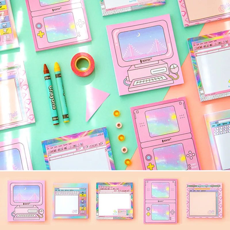 

New Harajuku style computer styling notes Ins wind psychedelic gradient color DIY scrapbooking message strip portable pocket