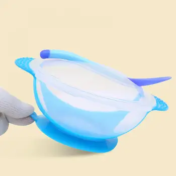 

2020 Baby Children Training Bowl Plastic Bowl New Baby Aucker Bowl With Temperature Spoon Set Baby Bowl Card Set Wholesale